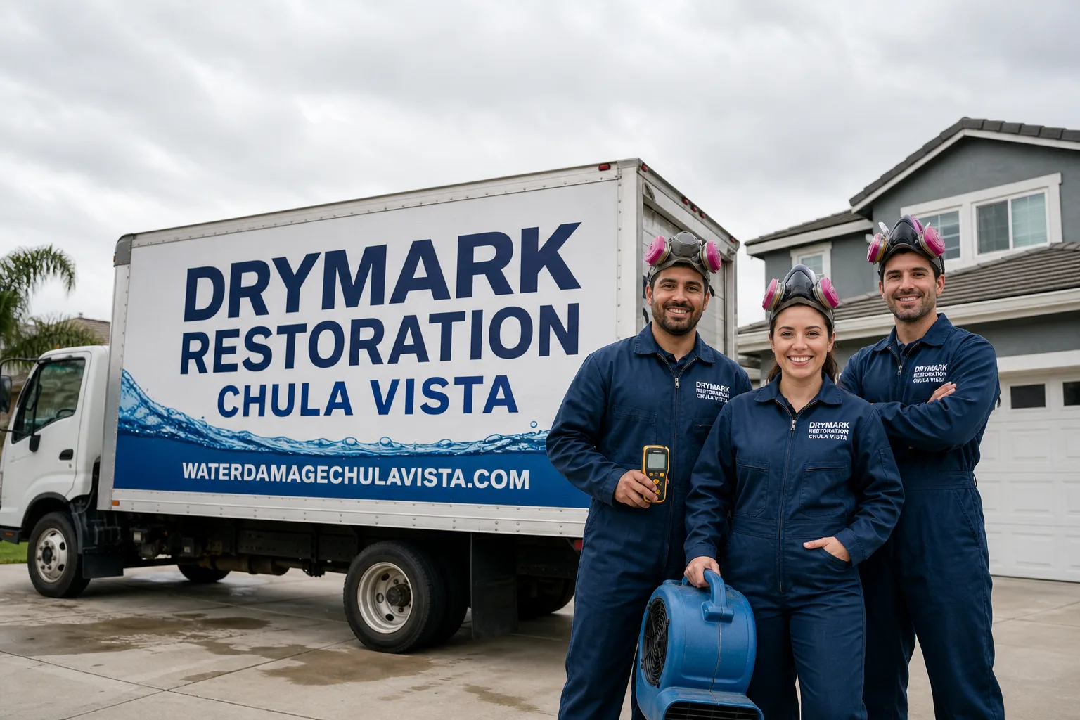 DryMark Restoration Chula Vista damage restoration service vehicle and crew in Chula Vista, CA